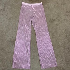 Victoria’s Secret Shiny Pleated Shimmer Lounge Pants Raw Hem Pajamas